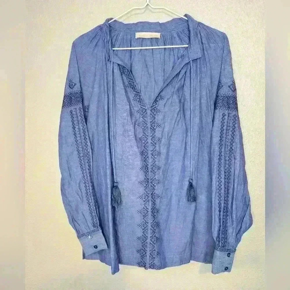 VANESSA BRUNO Anita Blouse In Blue Size Medium - Picture 1 of 8